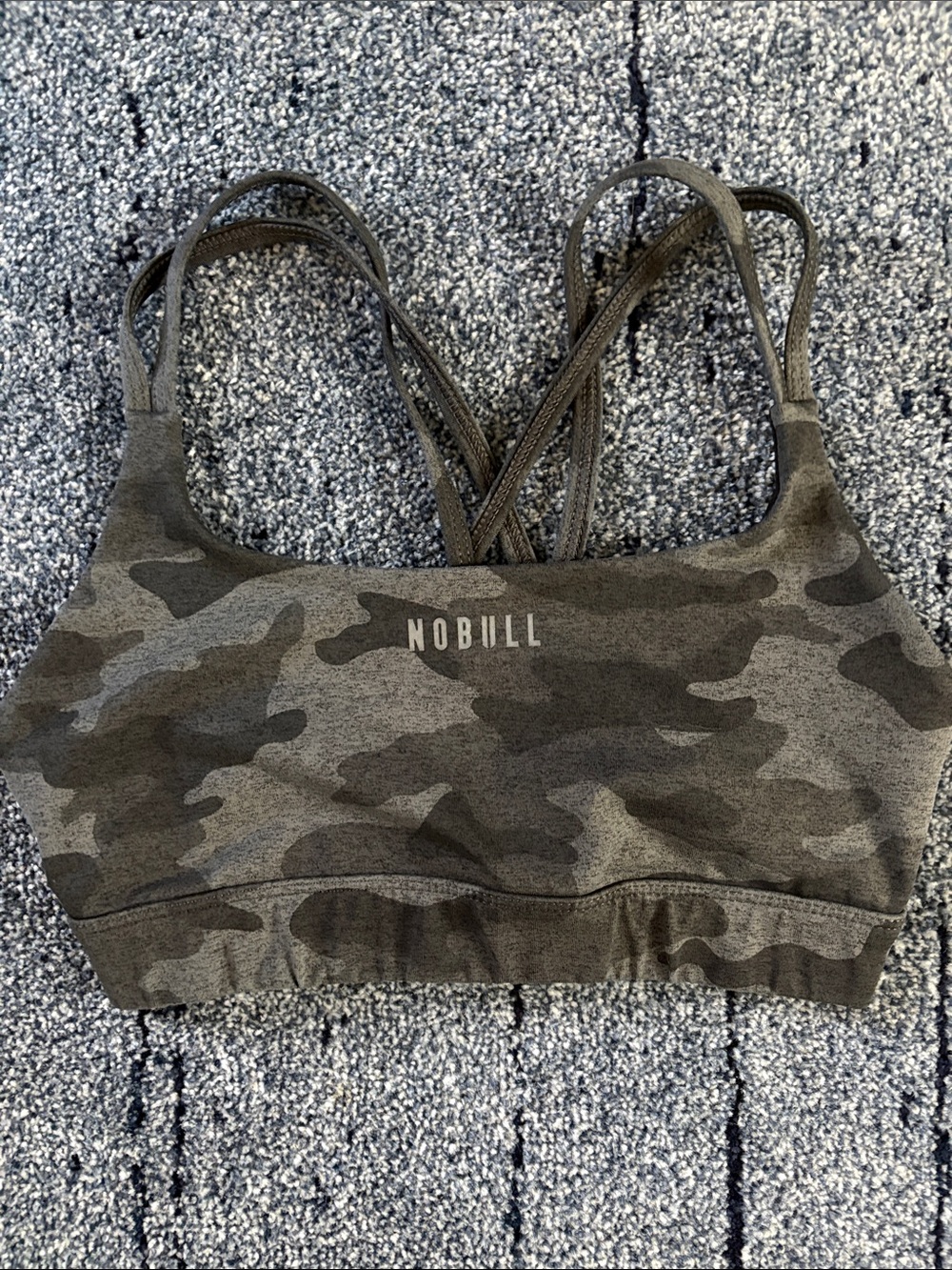 NOBULL Olive Camo Strappy Sports Bra